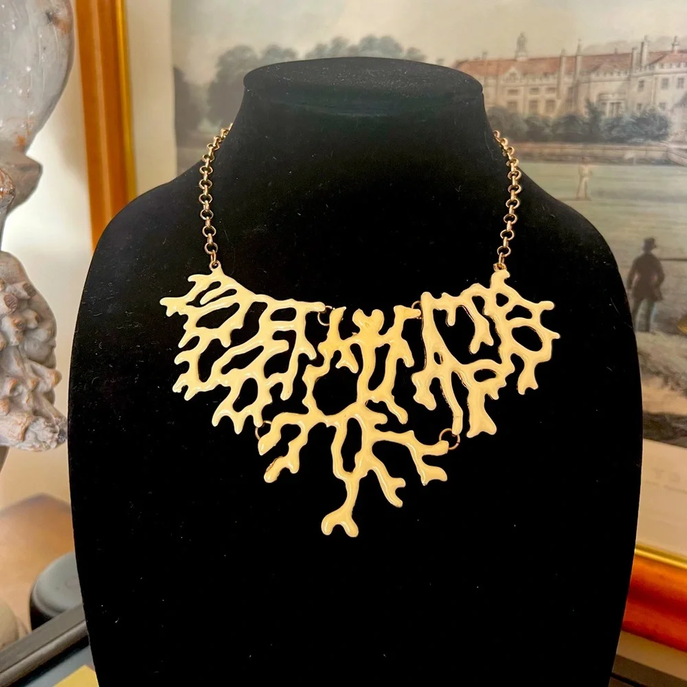 Enamel Coral Bib Necklace